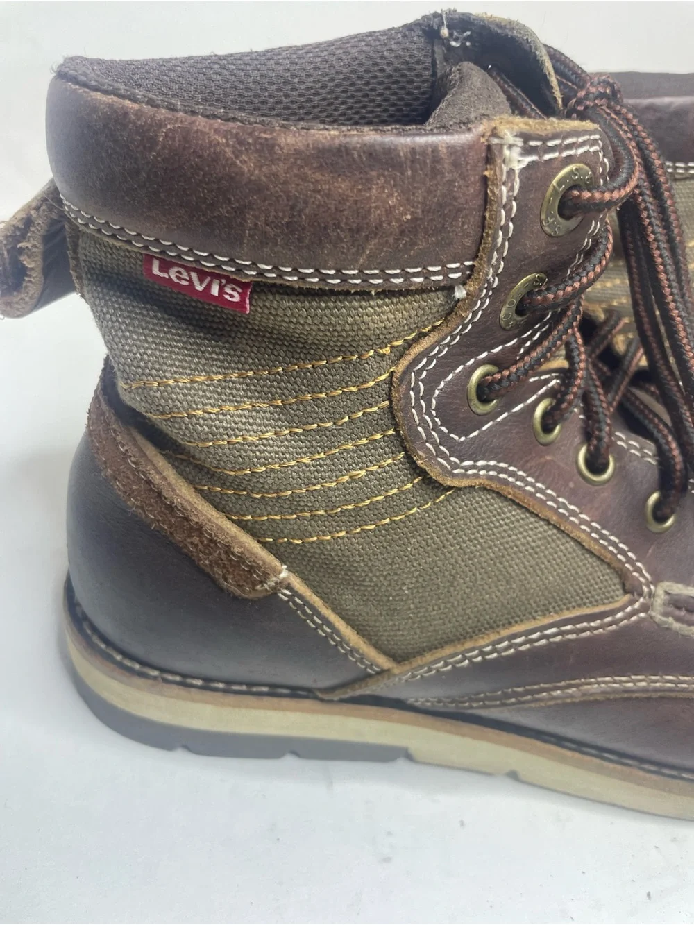 Levi's Brown Leather Moc Toe Lace-Up Boots